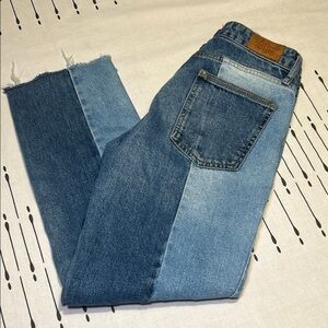 BDG  Urban Outfitters Blue Straight Patchwork Raw hem Crops.  Size 26